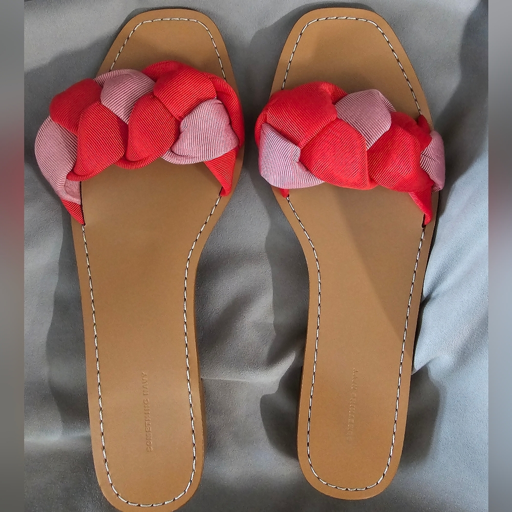 SOMETHING NAVY Women Rose Braid Slide Sandals Size 10